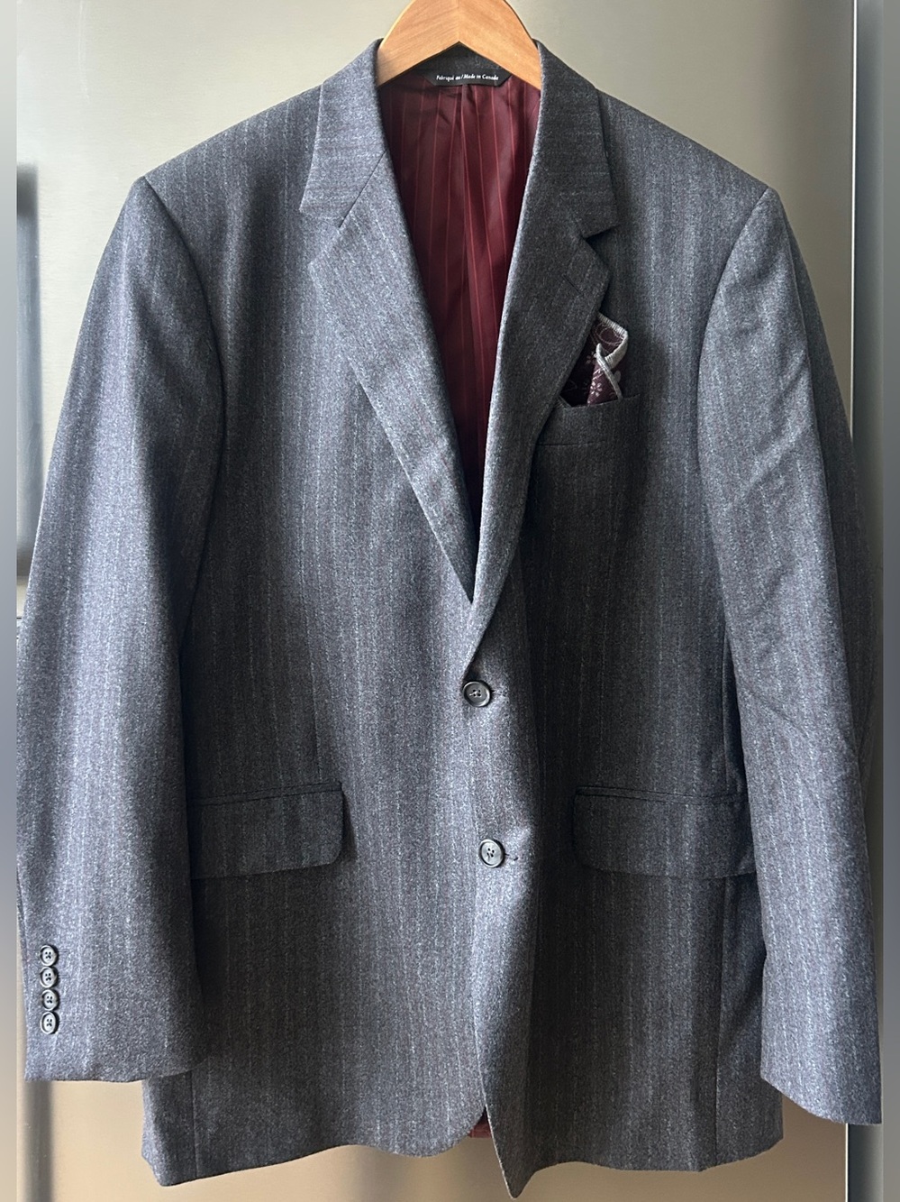 Coppley Blazer 46 Tall Gray Pinstripe Wool Vitale Barberis Canonico Sport Coat